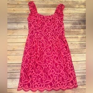 EUC Lilly Pulitzer Mara Passion Pink Lace Dress size 6 Medium